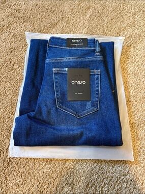 Oneso Women's Dark Blue Wide Leg Jeans